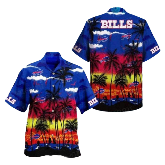 Buffalo Bills Coconut Trees Sunset Tropics Hawaiian Shirt - Moonbestprint
