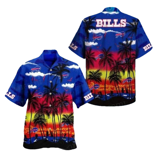 Buffalo Bills Coconut Trees Sunset Tropics Hawaiian Shirt - Moonbestprint