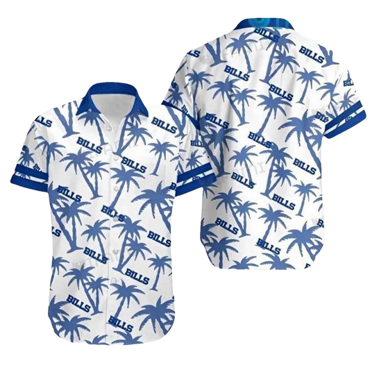 Buffalo Bills Coconut Tree White Hawaiian Shirt - Moonbestprint