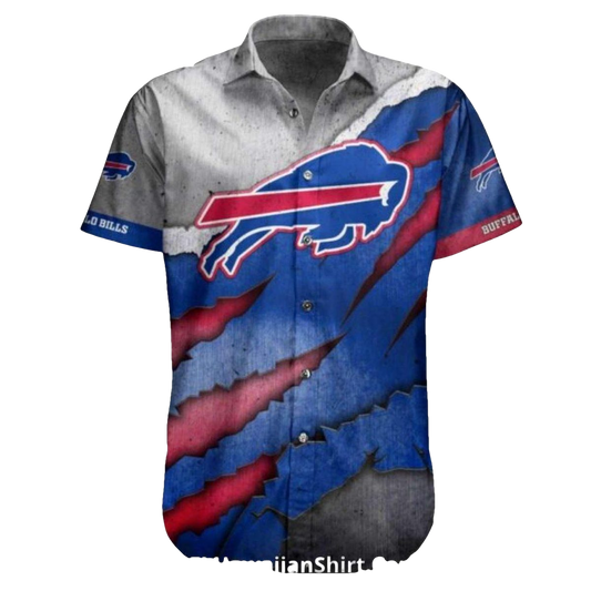 Buffalo Bills Clawed Metal And Team Logo Hawaiian Shirt - Moonbestprint