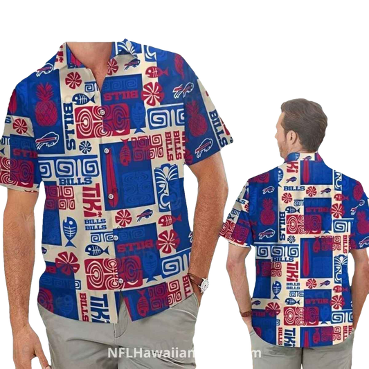 Buffalo Bills Classic Tiki Pattern With Team Branding Hawaiian Shirt - Moonbestprint
