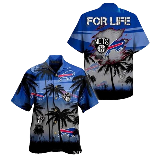 Buffalo Bills Brooklyn Nets For Life Coconut Hawaiian Shirt - Moonbestprint