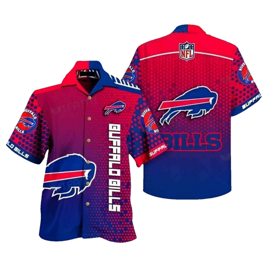 Buffalo Bills Bold Gradient Red And Blue Hawaiian Shirt - Moonbestprint
