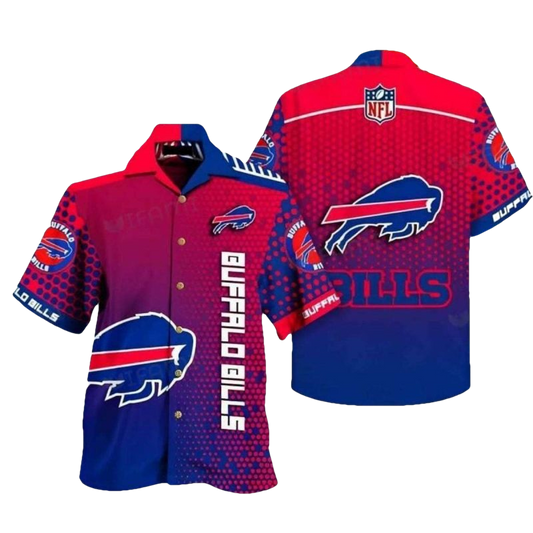 Buffalo Bills Bold Gradient Red And Blue Hawaiian Shirt - Moonbestprint