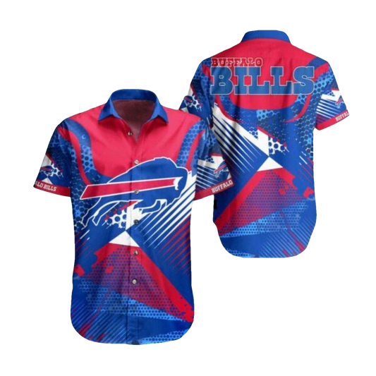 Buffalo Bills Bold Geometric Red And Blue Pattern Hawaiian Shirt - Moonbestprint