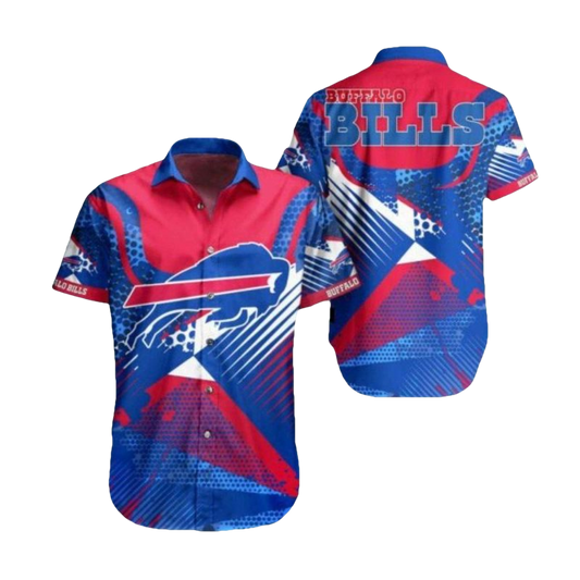 Buffalo Bills Bold Geometric Red And Blue Pattern Hawaiian Shirt - Moonbestprint