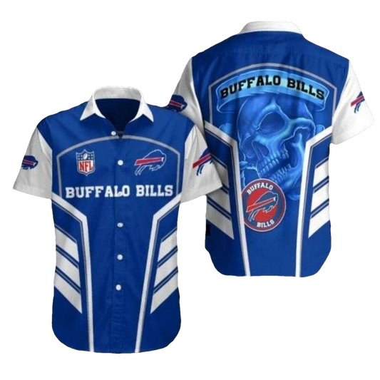 Buffalo Bills Blue Streak Skull Hawaiian Shirt - Moonbestprint