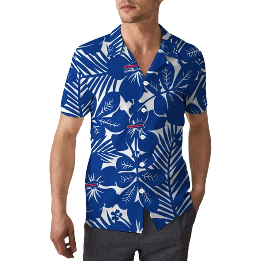 Buffalo Bills Blue Flower Pattern Beach Gift For Friend Hawaiian Shirt - Moonbestprint