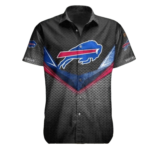 Buffalo Bills Black Metallic Textured Pattern Hawaiian Shirt - Moonbestprint
