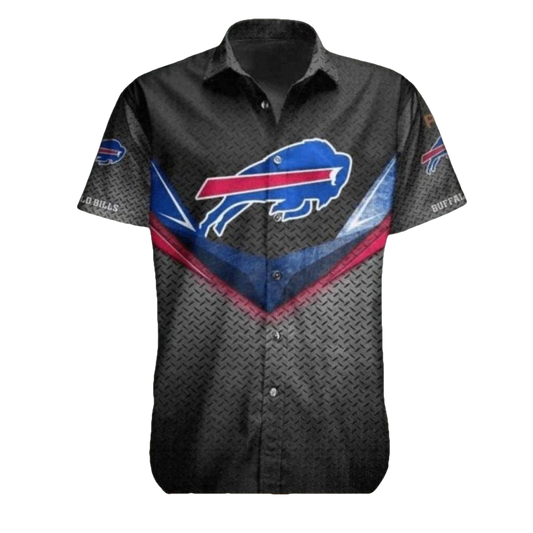 Buffalo Bills Black Metallic Textured Pattern Hawaiian Shirt - Moonbestprint