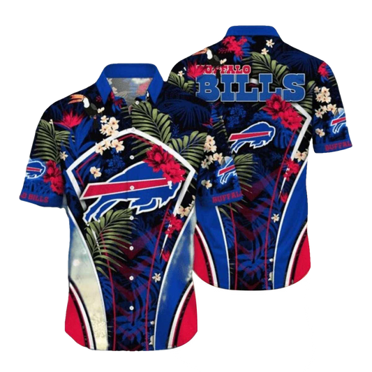 Buffalo Bills Big Logo Tropical Floral Hawaiian Shirt - Moonbestprint