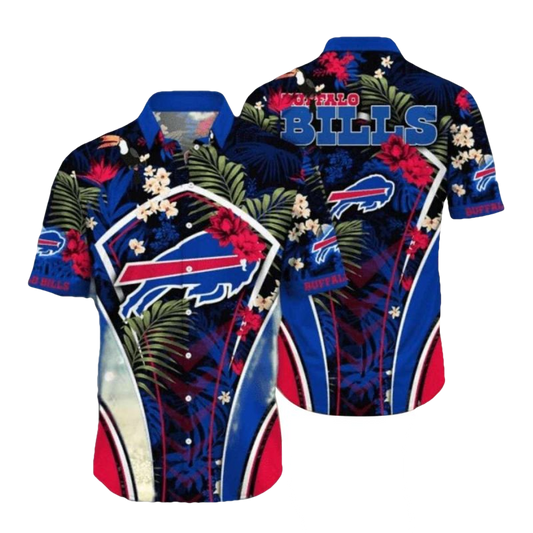 Buffalo Bills Big Logo Tropical Floral Hawaiian Shirt - Moonbestprint