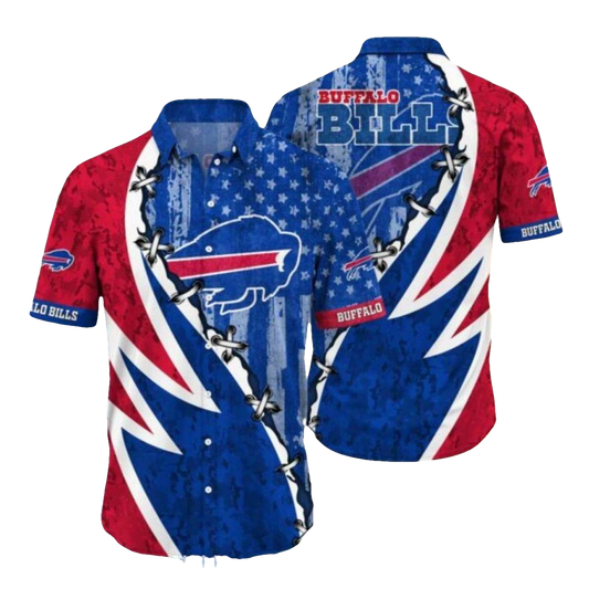 Buffalo Bills American Flag And Lace Up Hawaiian Shirt - Moonbestprint