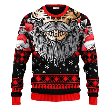 Cool Beard Skull Team Skull Ugly Christmas Sweater Moonbestprint