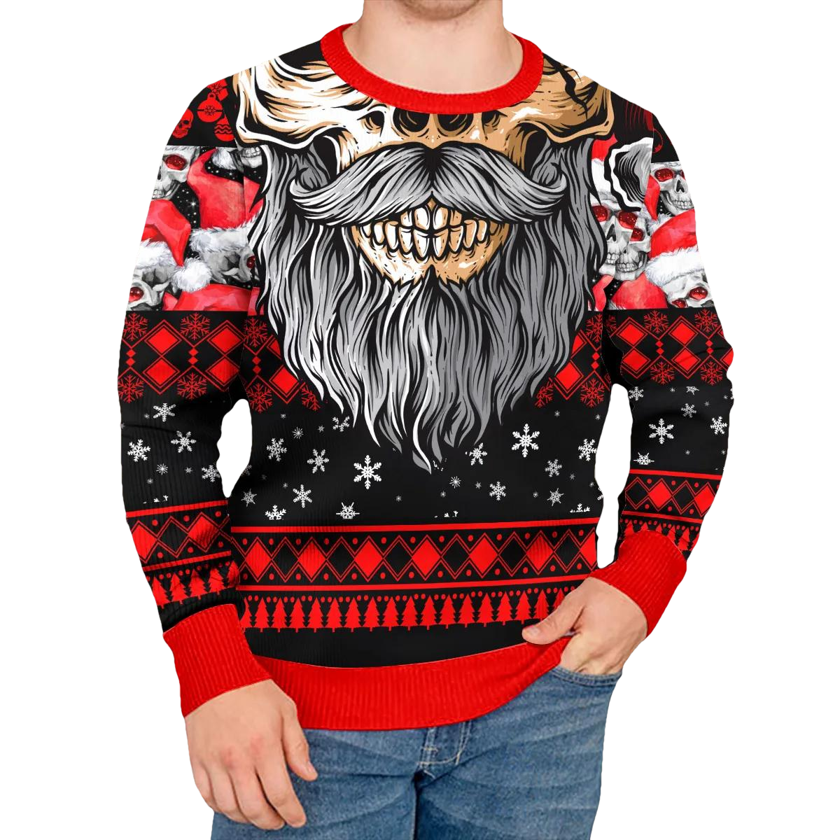 Cool Beard Skull Team Skull Ugly Christmas Sweater Moonbestprint