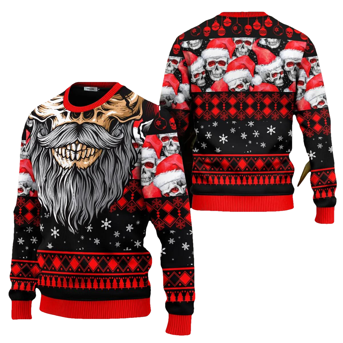 Cool Beard Skull Team Skull Ugly Christmas Sweater Moonbestprint