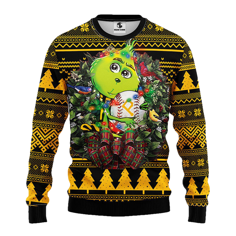 Pittsburgh Pirates Grinch Hug Ugly Christmas Sweater Moonbestprint