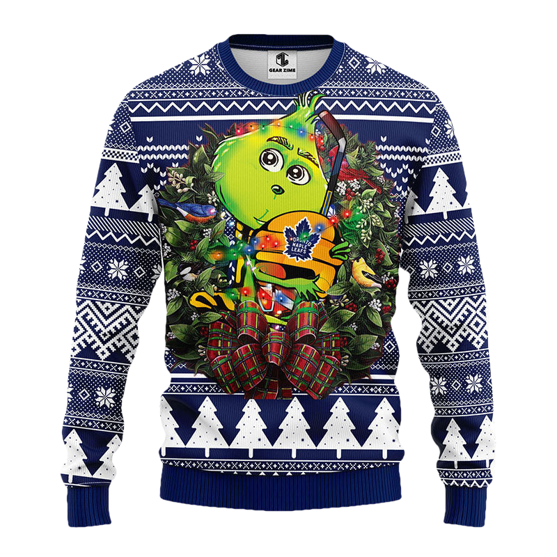 Toronto Maple Leafs Grinch Hug Ugly Christmas Sweater Moonbestprint