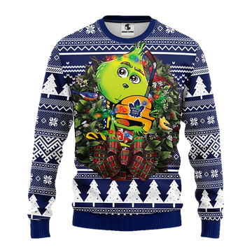 Toronto Maple Leafs Grinch Hug Ugly Christmas Sweater Moonbestprint
