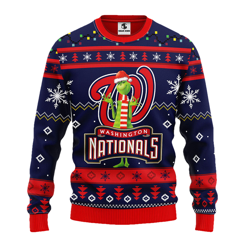 Washington Nationals Funny Grinch Ugly Christmas Sweater Moonbestprint
