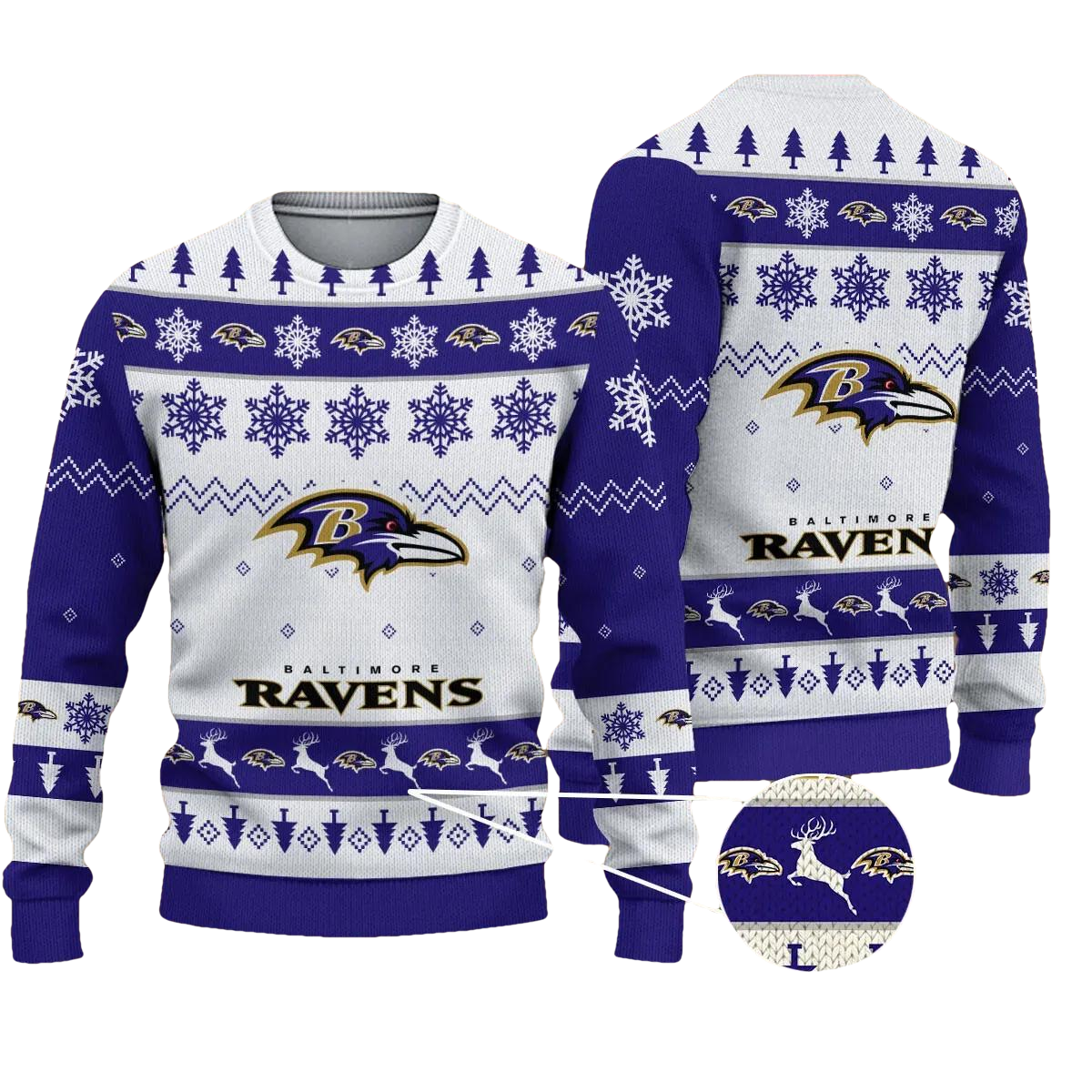 Baltimore Ravens NFL Christmas Ugly Sweater, NFL Christmas Sweater Moonbestprint