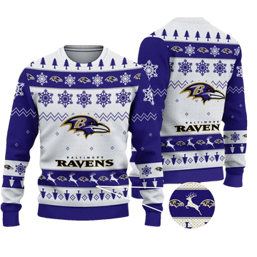 Baltimore Ravens NFL Christmas Ugly Sweater, NFL Christmas Sweater Moonbestprint