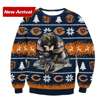 Chicago Bears Mascot Ugly Christmas Sweater, NFL Christmas Sweater Moonbestprint