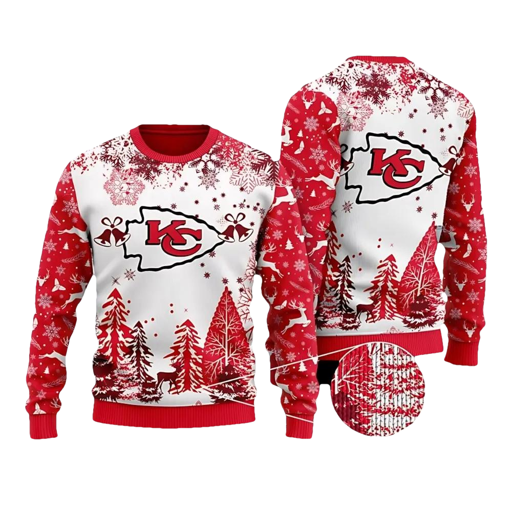 Kansas City Chiefs Winter Wonderland Ugly Christmas Sweater, NFL Christmas Sweater Moonbestprint