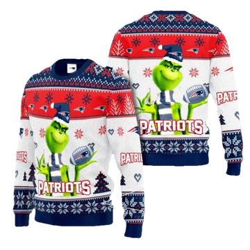 The Grinch New England Patriots Ugly Christmas Sweater, NFL Christmas Sweater Moonbestprint