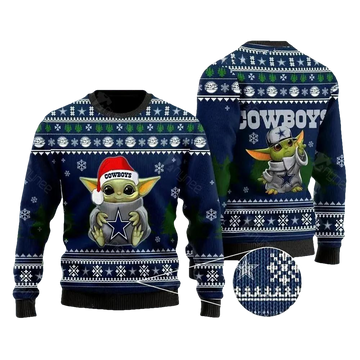 Yoda Baby Love Dallas Cowboys Ugly Christmas Sweater, NFL Christmas Sweater Moonbestprint