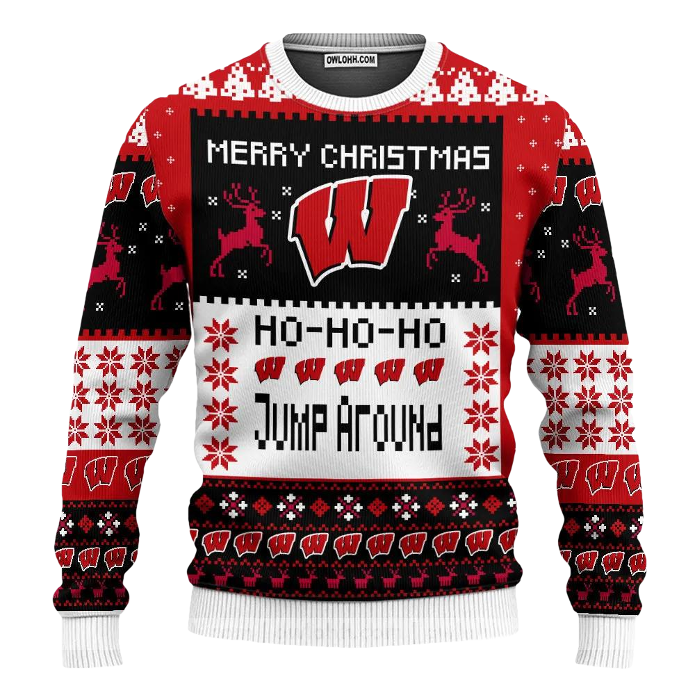 Wisconsin Badgers Merry Christmas Ugly Christmas Sweater, NCAA Christmas Sweater Moonbestprint