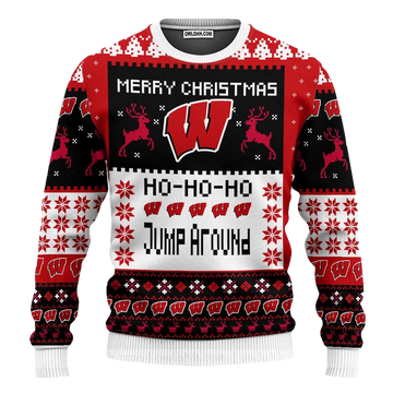 Wisconsin Badgers Merry Christmas Ugly Christmas Sweater, NCAA Christmas Sweater Moonbestprint