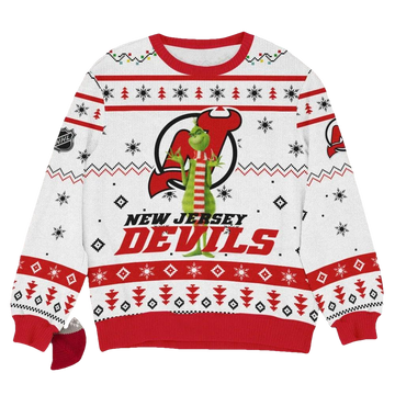 New Jersey Devils NHL Grinch Ugly Christmas Sweater, NHL Christmas Sweater Moonbestprint