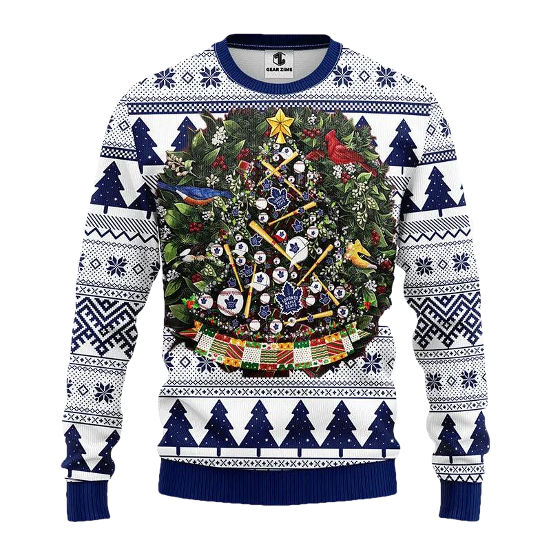 Toronto Maple Leafs Tree Ball Ugly Christmas Sweater, NHL Christmas Sweater Moonbestprint