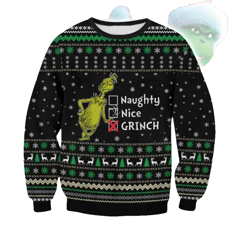 Grinch Ugly Christmas Sweater, Grinch Holiday Sweater Moonbestprint