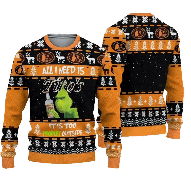 Tito’s Is All Grinch Want For Christmas Ugly Sweater, Grinch Holiday Sweater Moonbestprint