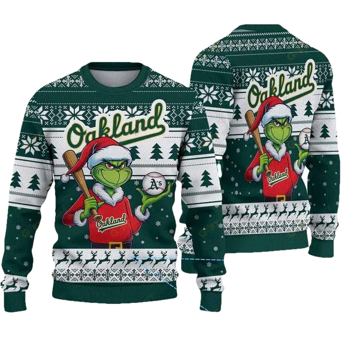 Premium Ugly Chritsmas Sweater For Fan Oakland Athletics Ugly Sweater, MLB Chritsmas Sweater Moonbestprint