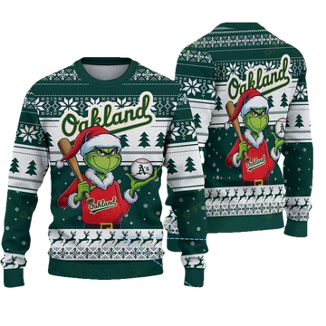 Premium Ugly Chritsmas Sweater For Fan Oakland Athletics Ugly Sweater, MLB Chritsmas Sweater Moonbestprint
