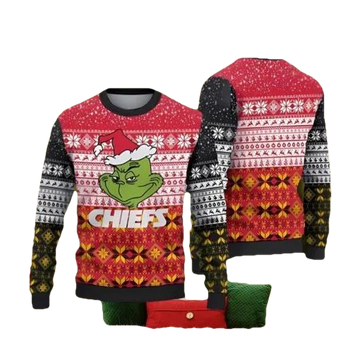 Kansas City Chiefs Christmas Grinch Ugly Christmas Sweater, NFL Chritsmas Sweater Moonbestprint