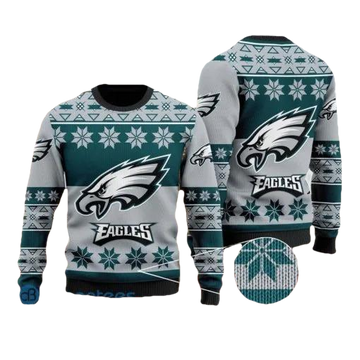 Philadelphia Eagles Snowflakes Pattern Ugly Christmas Sweater, NFL Chritsmas Sweater Moonbestprint