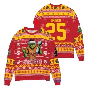 Tampa Bay Buccaneers x Grinch Christmas Dr. Seuss How the Grinch Stole Christmas with Super Bowl Trophy Custom Ugly Christmas Sweater, NFL Chritsmas Sweater Moonbestprint