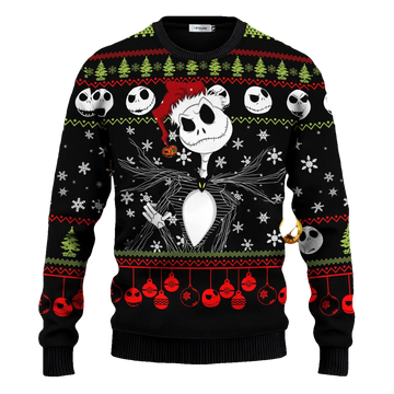 The Nightmare Before Christmas Jack Skellington Ugly Christmas Sweater, Skeleton Sweater Moonbestprint