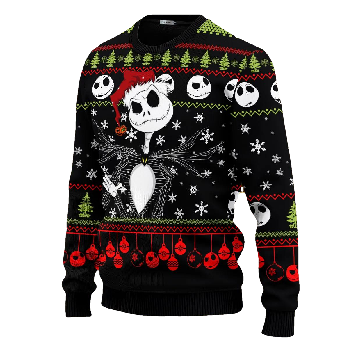 The Nightmare Before Christmas Jack Skellington Ugly Christmas Sweater, Skeleton Sweater Moonbestprint