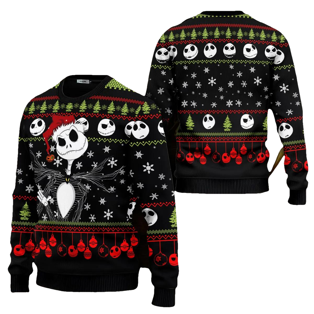 The Nightmare Before Christmas Jack Skellington Ugly Christmas Sweater, Skeleton Sweater Moonbestprint