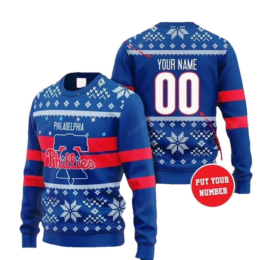 Philadelphia Phillies Custom Ugly Christmas Sweater, MLB Christmas Sweater Moonbestprint