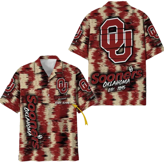 Oklahoma Sooners Aloha Hawaiian Shirt Custom Your Name, NCAA Hawaiian Shirt Moonbestprint