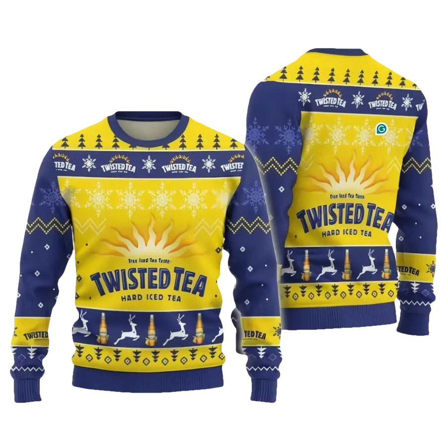 Yellow Twisted Tea Ugly Christmas Sweater - Moonbestprint