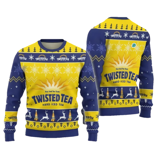 Yellow Twisted Tea Ugly Christmas Sweater - Moonbestprint