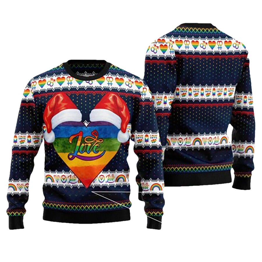 Xmas Heart LGBT Ugly Christmas Sweater - Moonbestprint