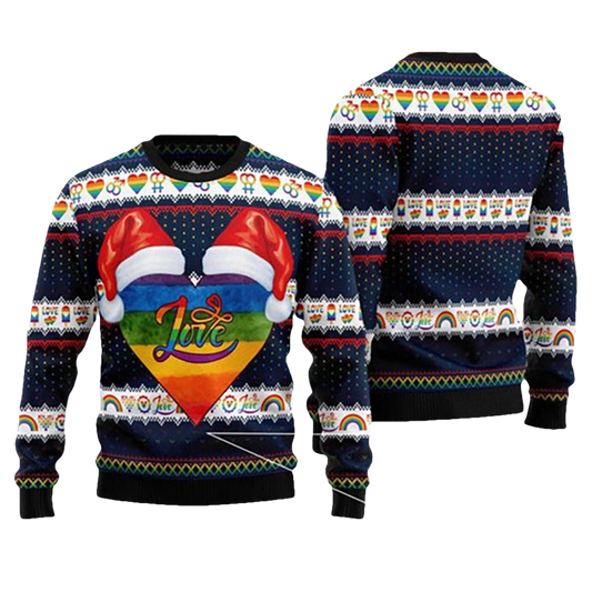 Xmas Heart LGBT Ugly Christmas Sweater - Moonbestprint